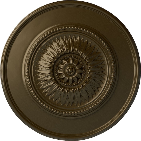 Ekena Millwork Floral Ceiling Medallion, Hand-Painted Brass, 23 1/2"OD x 2 3/4"P CM23FLBRS - main